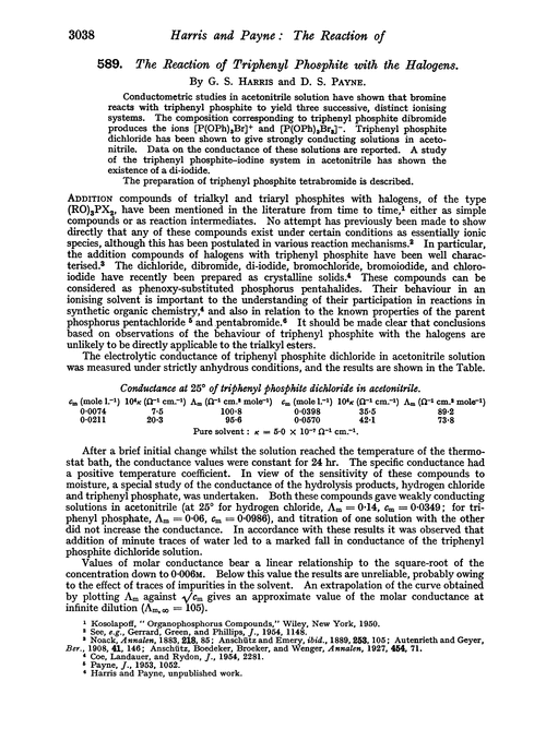 589. The reaction of triphenyl phosphite with the halogens