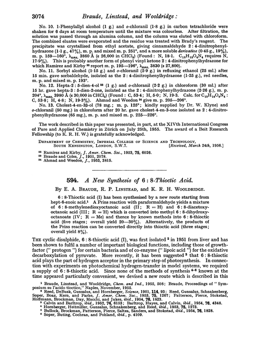 594. A new synthesis of 6 : 8-thioctic acid
