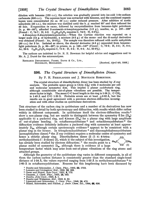 596. The crystal structure of dimethylketen dimer