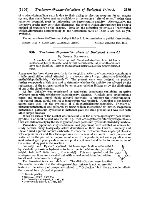 604. Trichloromethylthio-derivatives of biological interest