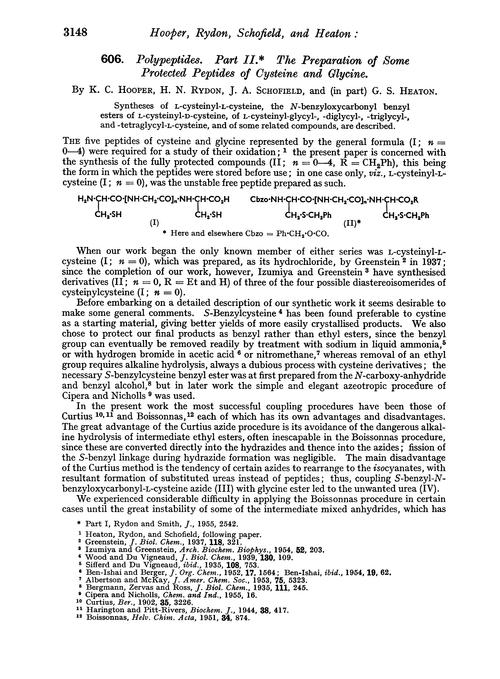 606. Polypeptides. Part II. The preparation of some protected peptides of cysteine and glycine