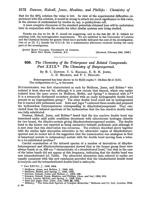 609. The chemistry of the triterpenes and related compounds. Part XXIX. The chemistry of butyrospermol