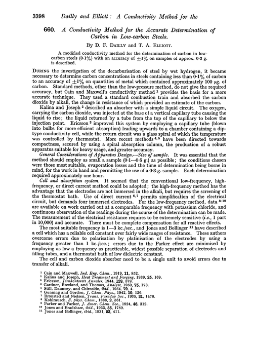 660. A conductivity method for the accurate determination of carbon in low-carbon steels