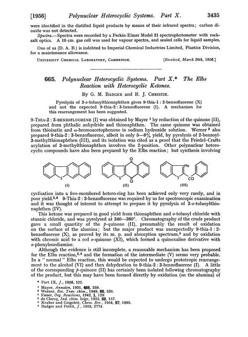 665. Polynuclear heterocyclic systems. Part X. The elbs reaction with heterocyclic ketones