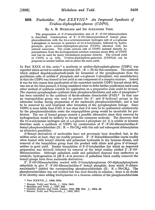 669. Nucleotides. Part XXXVIII. An improved synthesis of uridine-diphosphate-glucose (UDPG)