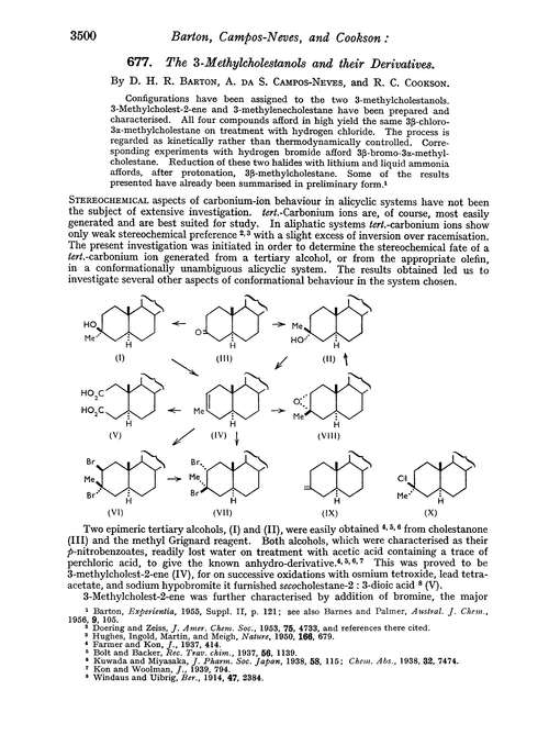 677. The 3-methylcholestanols and their derivatives