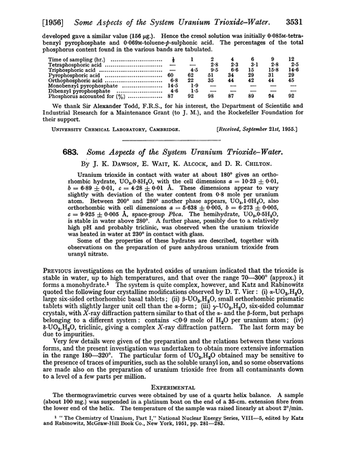 683. Some aspects of the system uranium trioxide–water