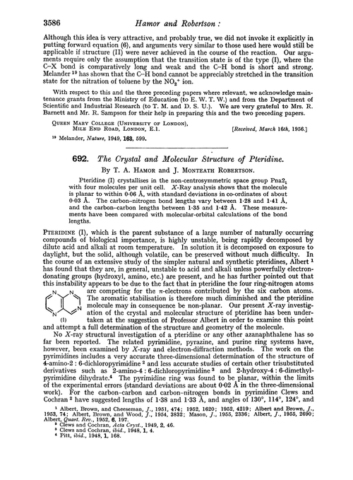 692. The crystal and molecular structure of pteridine