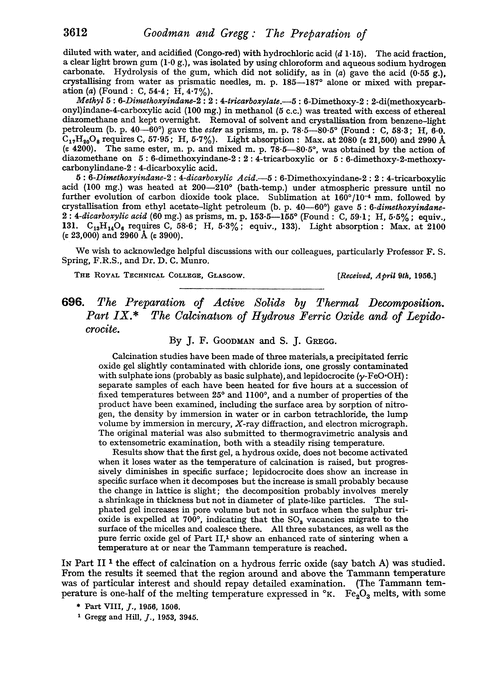 696. The preparation of active solids by thermal decomposition. Part IX. The calcination of hydrous ferric oxide and of lepidocrocite