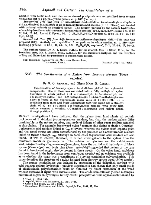 728. The constitution of a xylan from norway spruce (Picea excelsa)