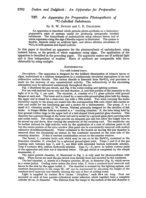 737. An apparatus for preparative photosynthesis of 14C-labelled substances