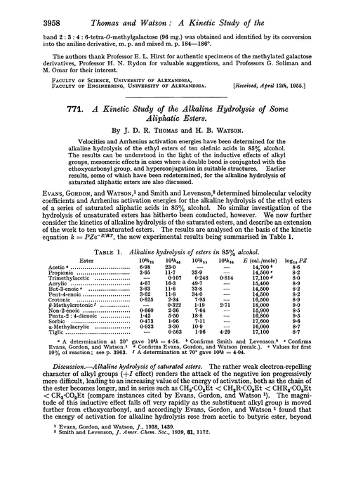 771. A kinetic study of the alkaline hydrolysis of some aliphatic esters