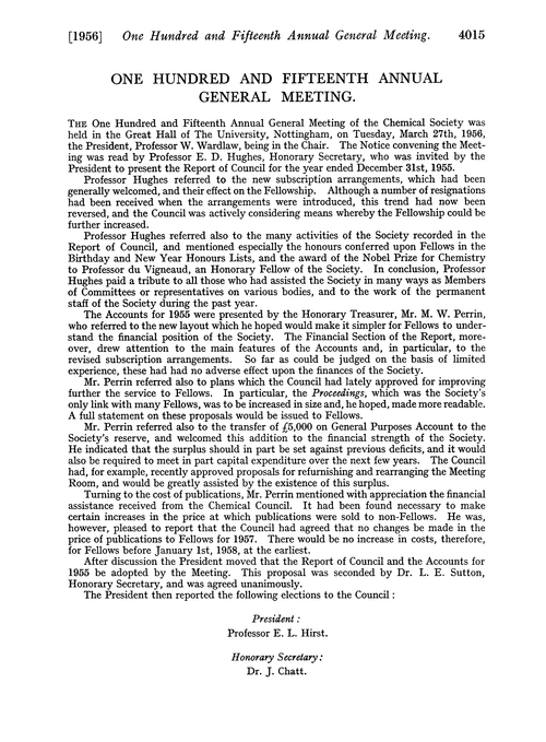 One Hundred and Fifteenth Annual General Meeting