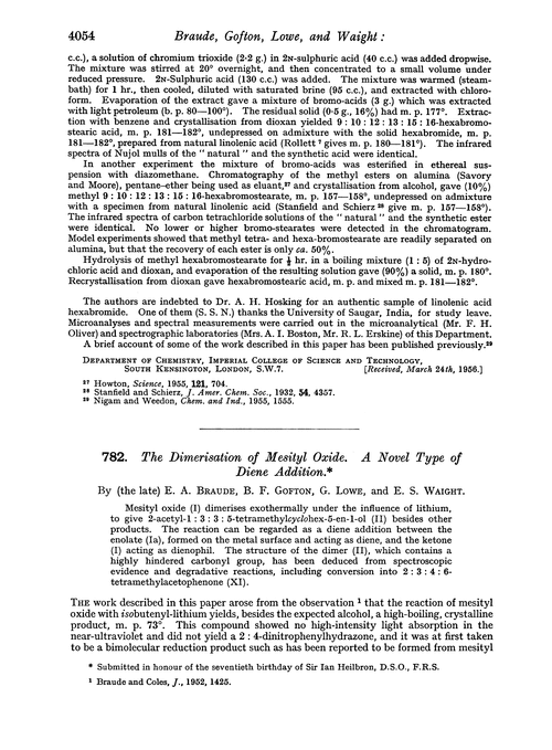 782. The dimerisation of mesityl oxide. A novel type of diene addition