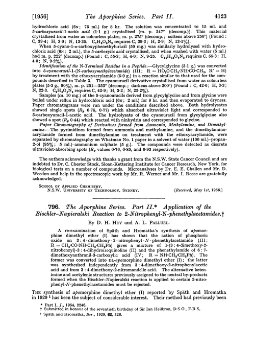 796. The aporphine series. Part II. Application of the Bischler–Napieralski reaction to 2-nitrophenyl-N-phenethylacetamides