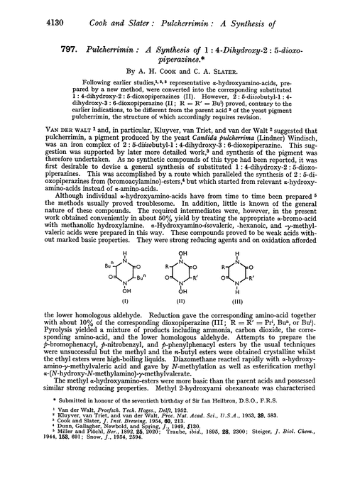 797. Pulcherrimin : a synthesis of 1 : 4-dihydroxy-2 : 5-dioxopiperazines