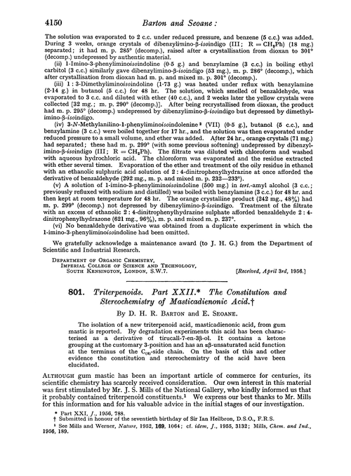 801. Triterpenoids. Part XXII. The constitution and stereochemistry of masticadienonic acid
