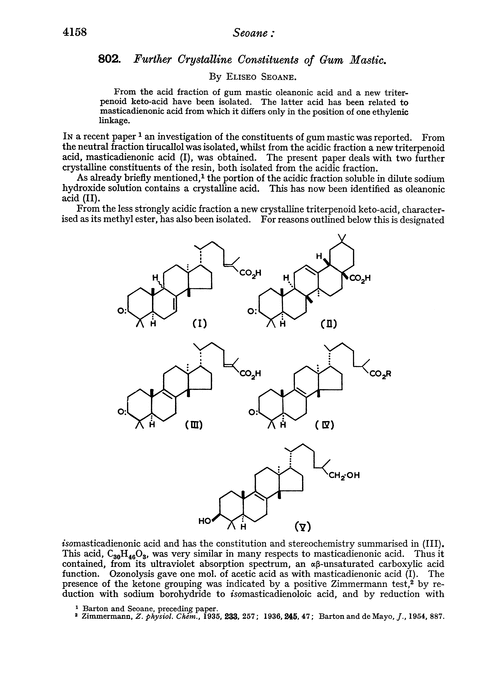 802. Further crystalline constituents of gum mastic