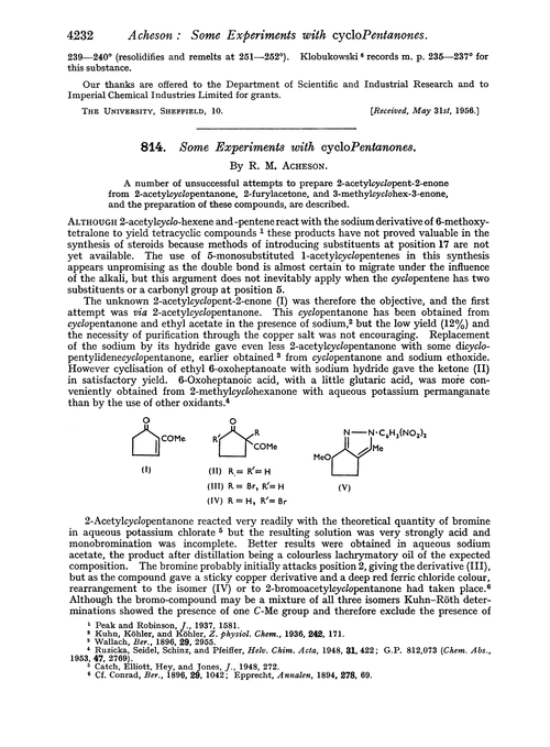 814. Some experiments with cyclopentanones