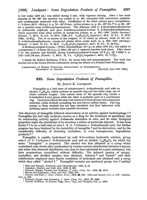 815. Some degradation products of fumagillin