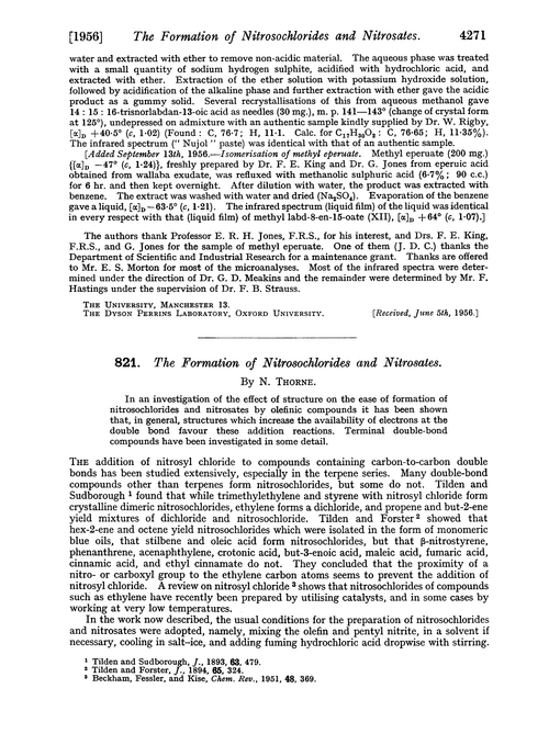 821. The formation of nitrosochlorides and nitrosate