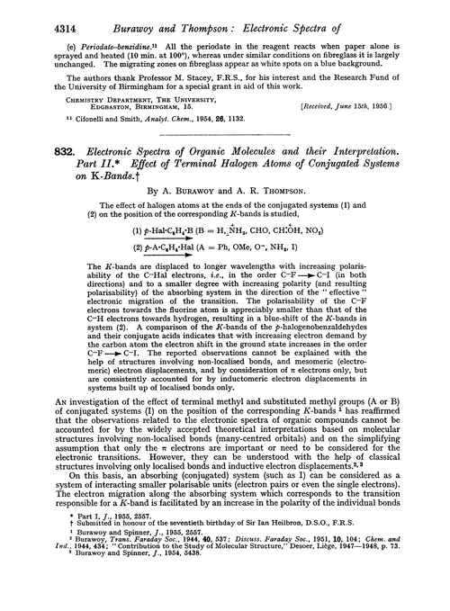 832. Electronic spectra of organic molecules and their interpretation. Part II. Effect of terminal halogen atoms of conjugated systems on K-bands