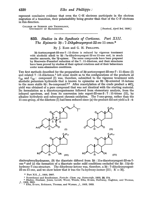 833. Studies in the synthesis of cortisone. Part XIII. The epimeric 3β : 7-dihydroxyergost-22-en-11-ones