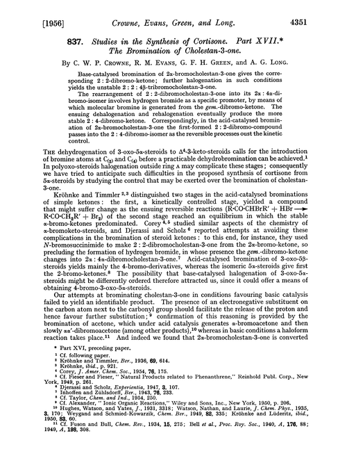 837. Studies in the synthesis of cortisone. Part XVII. The bromination of cholestan-3-one
