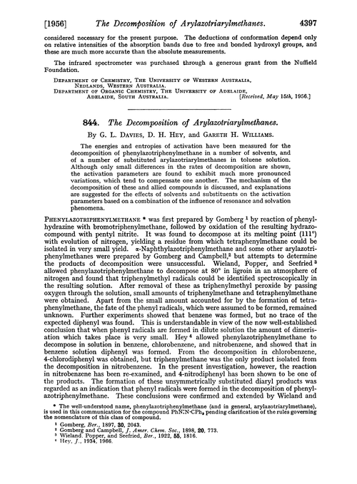 844. The decomposition of arylazotriarylmethanes