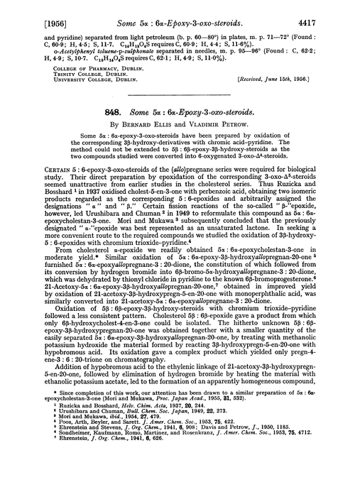 848. Some 5α : 6α-epoxy-3-oxo-steroids