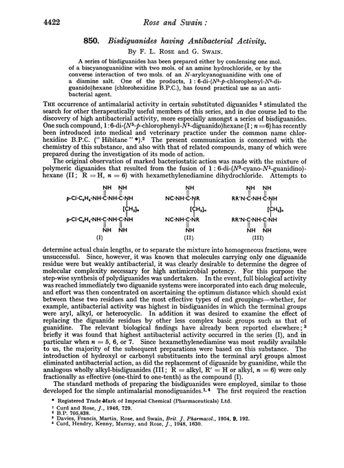 850. Bisdiguanides having antibacterial activity