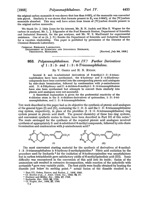 853. Polyazanaphthalenes. Part IV. Further derivatives of 1 : 3 : 5- and 1 : 3 : 8-triazanaphthalene