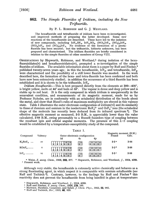 862. The simple fluorides of iridium, including the new trifluoride