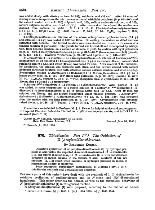870. Thiadiazoles. Part IV. The oxidation of N-(aroylamidino)thioureas