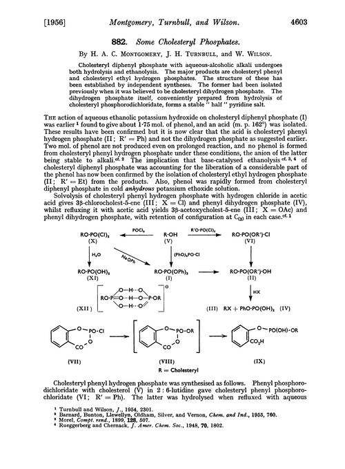 882. Some cholesteryl phosphates