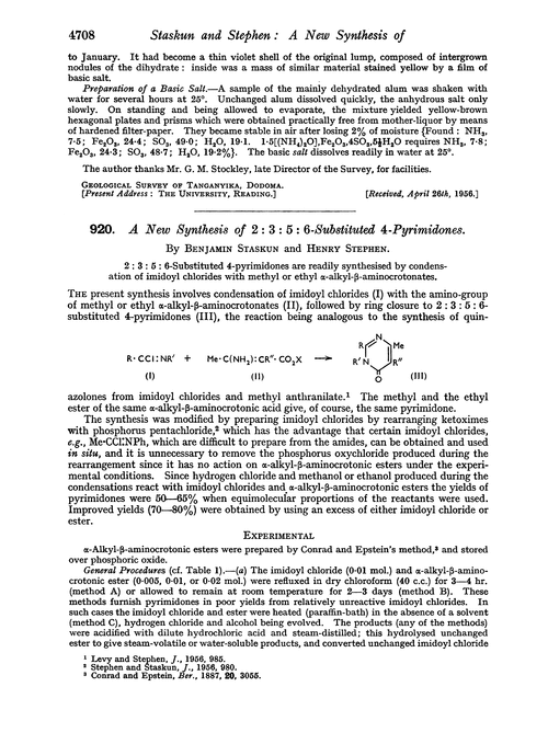 920. A new synthesis of 2 : 3 : 5 : 6-substituted 4-pyrimidones