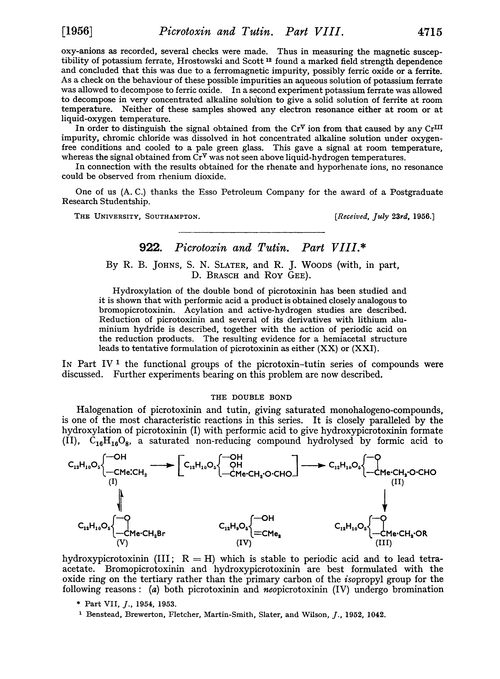 922. Picrotoxin and tutin. Part VIII