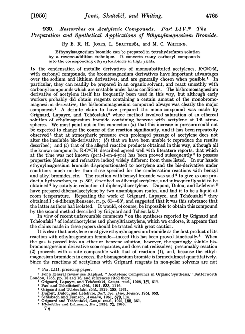 930. Researches on acetylenic compounds. Part LIV. The preparation and synthetical applications of ethynylmagnesium bromide