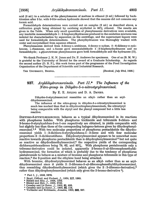 937. Aryldihydroresorcinols. Part II. The influence of the nitro-group in dihydro-5-o-nitrostyrylresorcinol