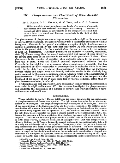 950. Phosphorescence and fluorescence of some aromatic nitro-amines