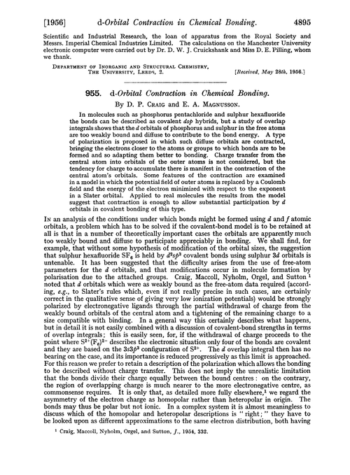 955. d-Orbital contraction in chemical bonding
