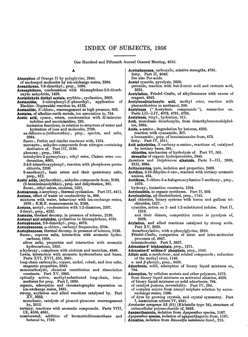 Index of subjects, 1956