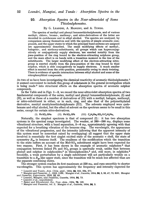 10. Absorption spectra in the near-ultraviolet of some thiolsulphonates
