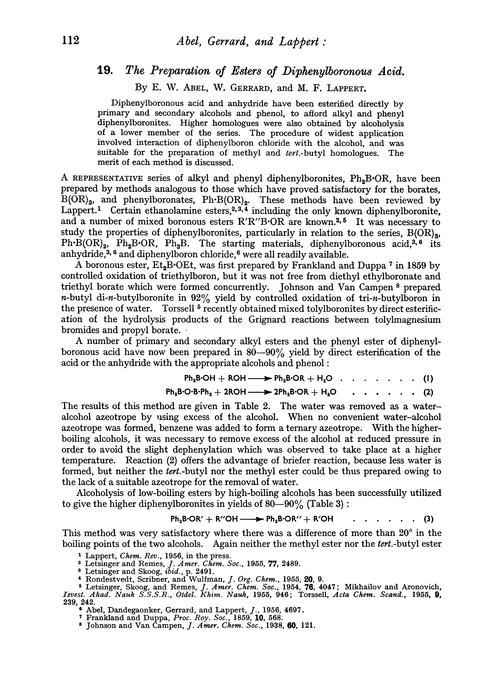 19. The preparation of esters of diphenylboronous acid