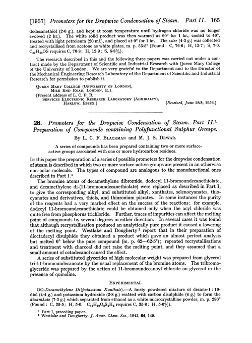 28. Promoters for the dropwise condensation of steam. Part II. Preparation of compounds containing polyfunctional sulphur groups