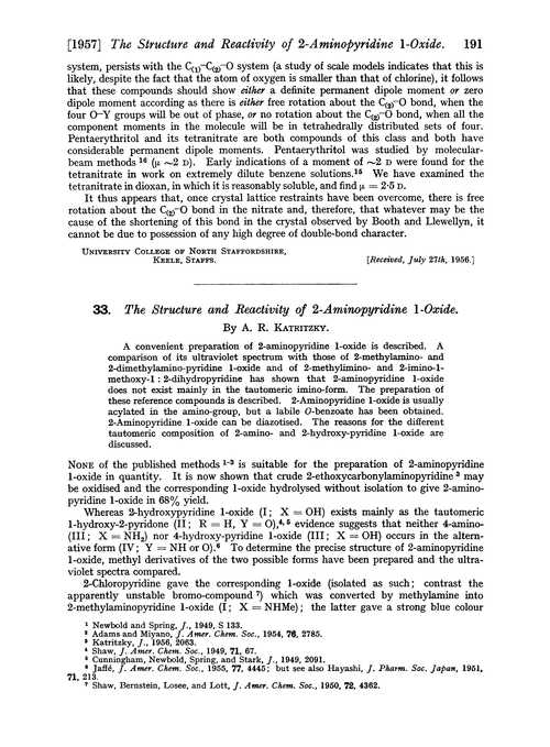 33. The structure and reactivity of 2-aminopyridine 1-oxide