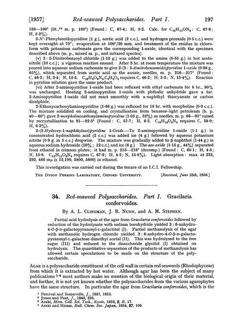34. Red-seaweed polysaccharides. Part I. Gracilaria confervoides