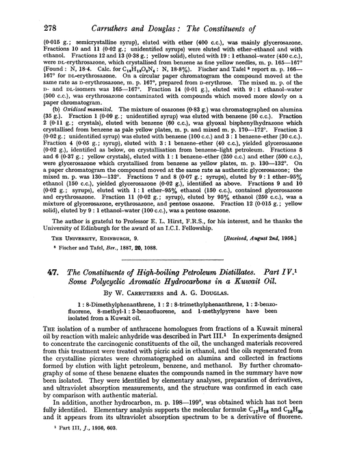 47. The constituents of high-boiling petroleum distillates. Part IV. Some polycyclic aromatic hydrocarbons in a Kuwait oil