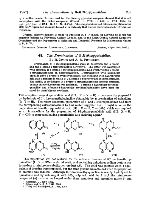 49. The bromination of 8-methoxyquinaldine