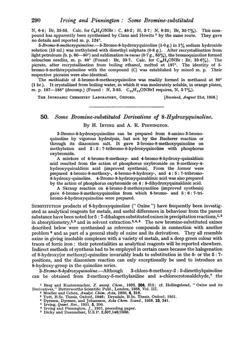 50. Some bromine-substituted derivatives of 8-hydroxyquinoline